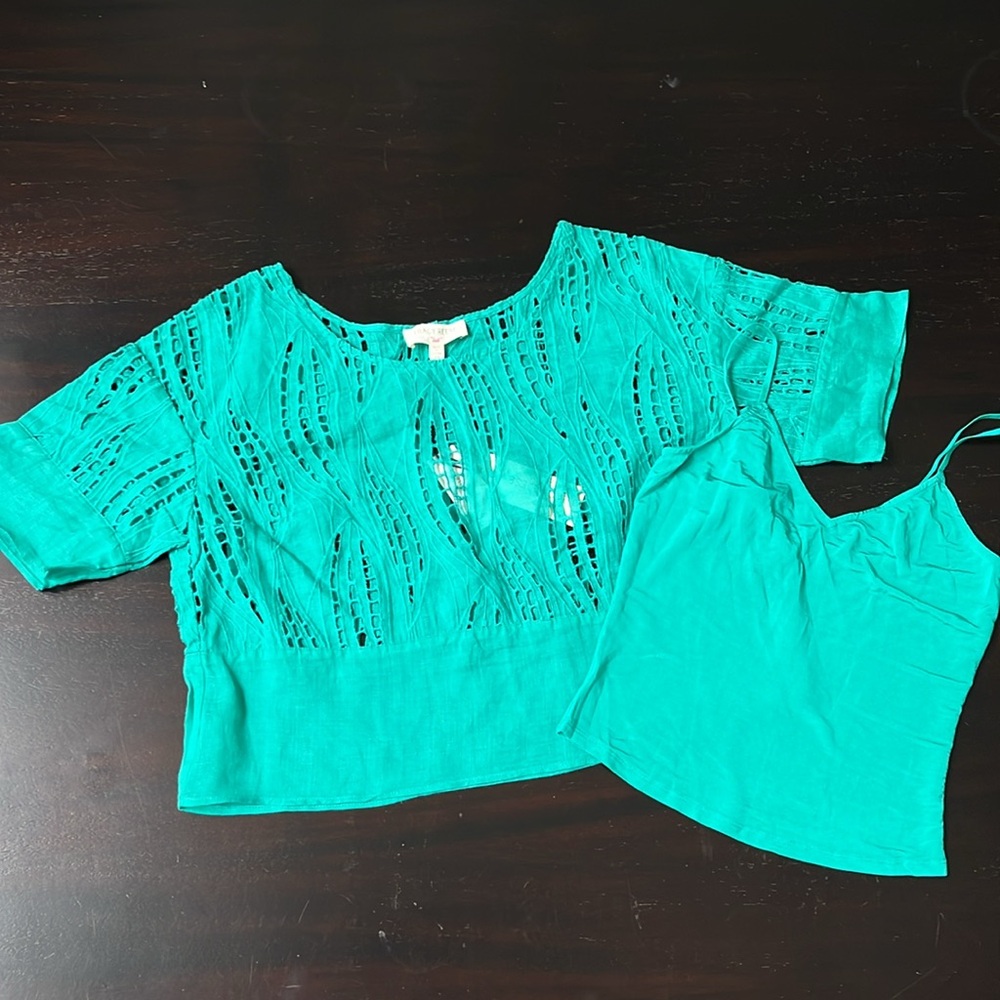 Anthropologie- Tracy Reese Teal Lace Women’s Top, Size XS - Picture 2 of 4